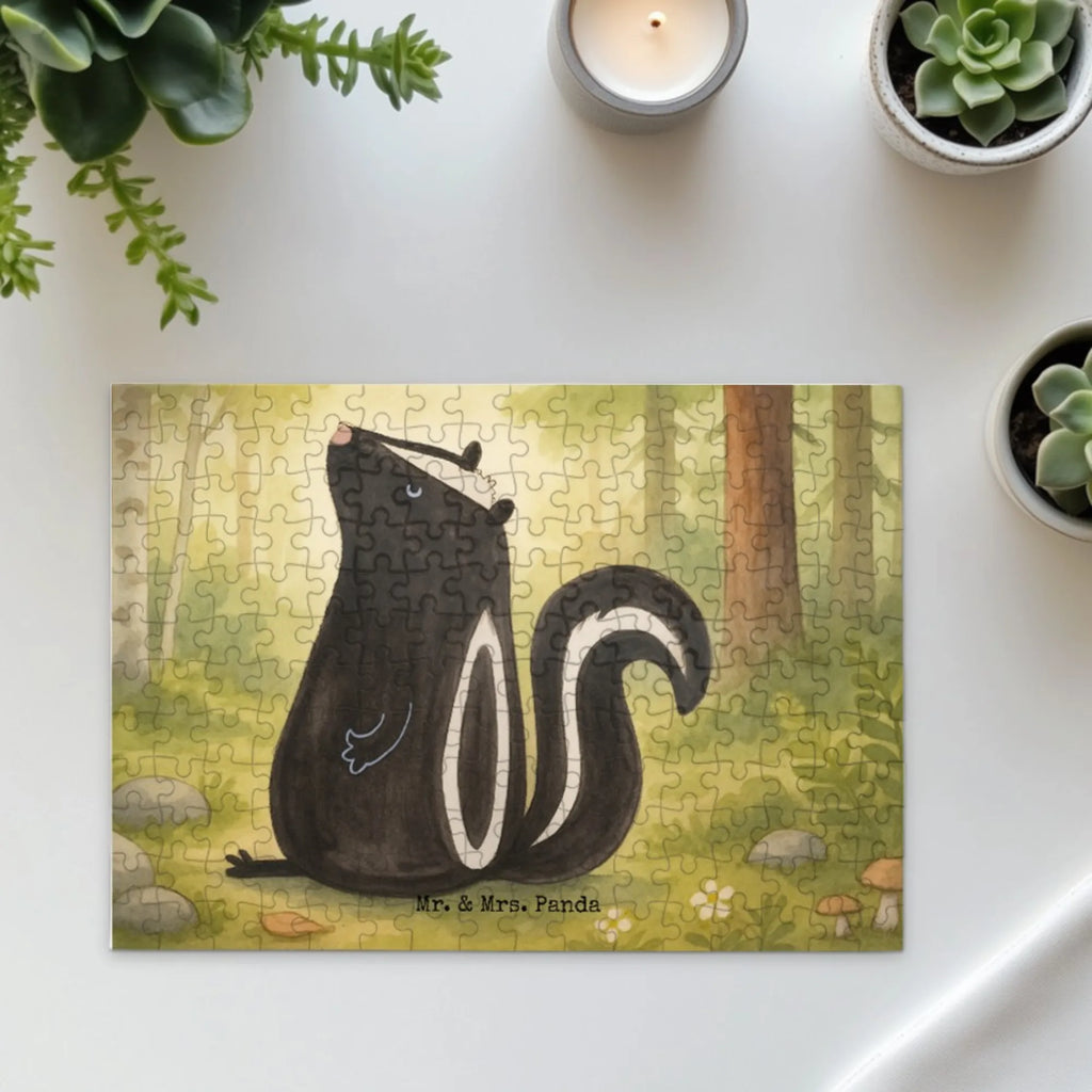 Puzzle Stinktier Sitzen Design Puzzle, Stinktier, Skunk, Wildtier, Stinki, Besserwisser, Stinker, Raubtier, Büro, Recht, Spruch