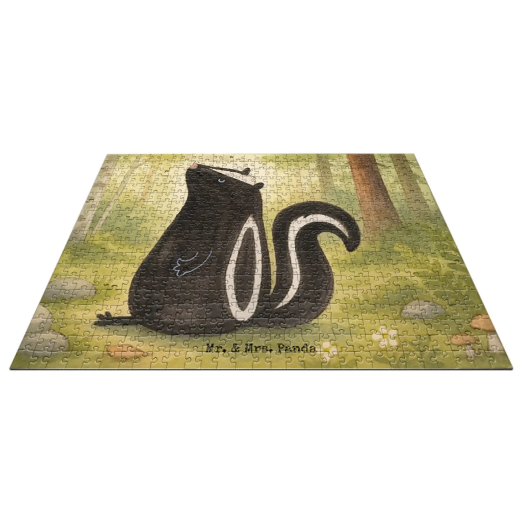 Puzzle Stinktier Sitzen Design Puzzle, Stinktier, Skunk, Wildtier, Stinki, Besserwisser, Stinker, Raubtier, Büro, Recht, Spruch