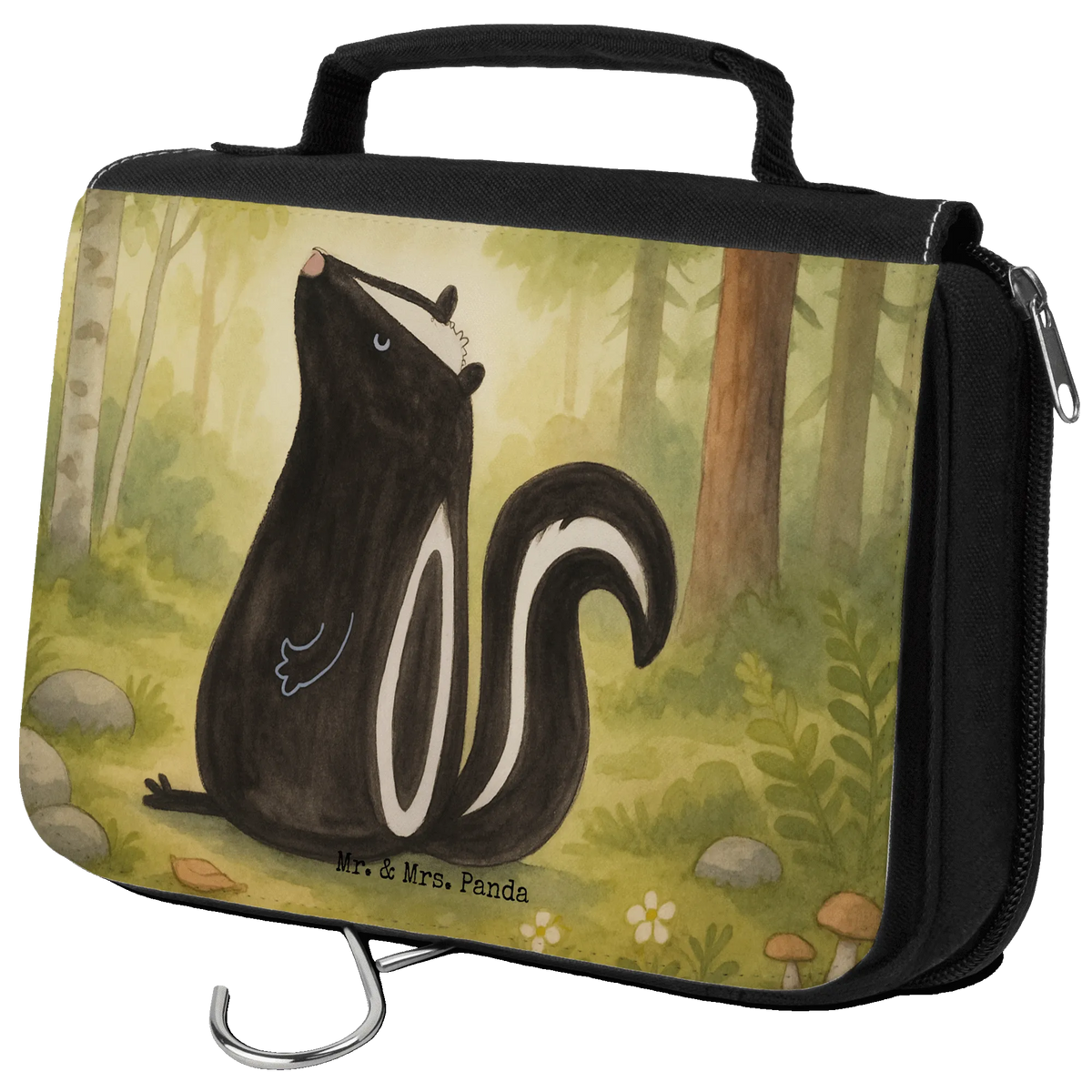 Kulturbeutel Stinktier Sitzen Design beauty case, Schminkbeutel, hygienetasche, Reise-Kulturtasche, kosmetiktäschchen, Kosmetiktasche, Kulturtasche, Waschtasche, Make-Up Tasche, Kosmetikbeutel, Waschbeutel, Schminktasche, hygienebeutel, duschbeutel, Kulturbeutel, badtasche, Necessaire, Reisebeutel, kulturtäschchen, beautycase, Toilettentasche, Stinktier, Skunk, Wildtier, Raubtier, Stinker, Büro, Besserwisser, Spruch, Recht, Stinki