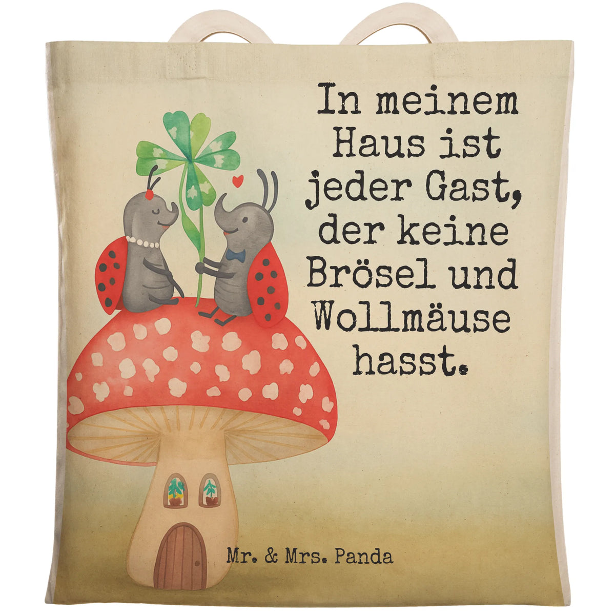 Shopping bag ladybug toadstool Design cute, cute animal motives, hand drawn, gift ideas, funny sayings, good mood, special gifts, animal lover, card, gifts, small animals, toadstool, at home, flat, ladybird, house of fleshy fungi