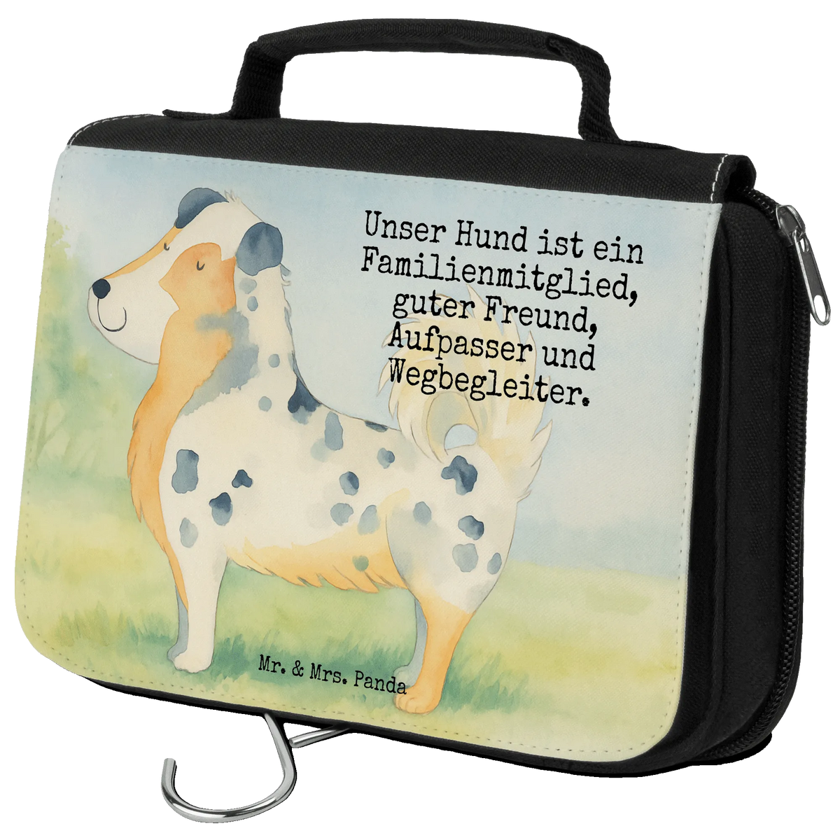 Kulturbeutel Hund Australien Shepherd Design hygienetasche, beautycase, kosmetiktäschchen, Necessaire, Waschbeutel, Kosmetikbeutel, Kulturbeutel, kulturtäschchen, Kulturtasche, Waschtasche, Reisebeutel, Kosmetiktasche, hygienebeutel, Reise-Kulturtasche, Toilettentasche, duschbeutel, beauty case, Make-Up Tasche, Schminkbeutel, badtasche, Schminktasche, Sprüche, Hund, Hunderasse, Hundebesitzer, Hundemotiv, Haustier, Tierliebhaber, Australien Shepherd, Familienhund, Spruch, Shepherd, Hundeliebe