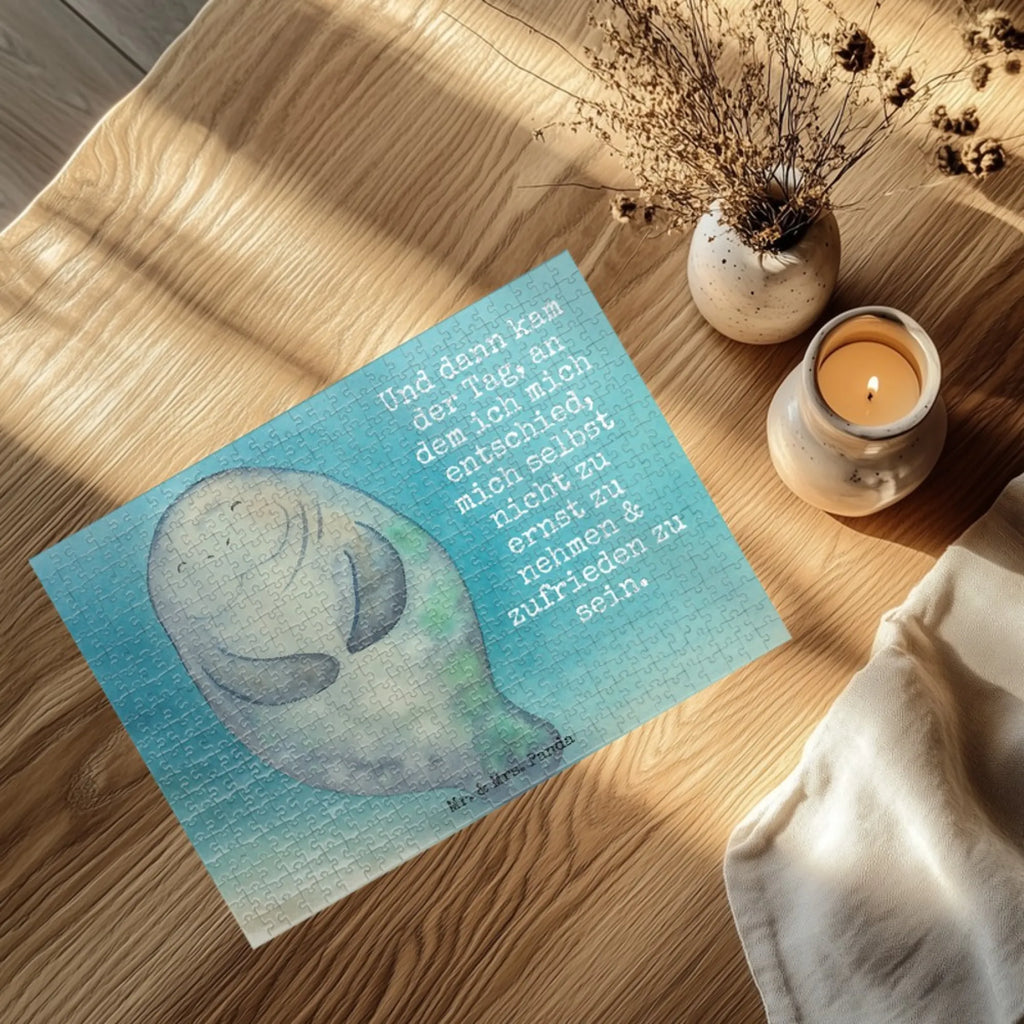 Puzzle Seekuh Happy Design Puzzle, Meerestiere, Meer, Urlaub, Neustart, Seekühe, Respekt, Zufrieden, Achtsamkeit, Freundin, Neuanfang, Selbstliebe, Liebeskummer, Seekuh