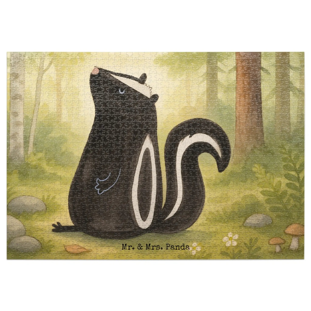 Puzzle Stinktier Sitzen Design Puzzle, Stinktier, Skunk, Wildtier, Stinki, Besserwisser, Stinker, Raubtier, Büro, Recht, Spruch