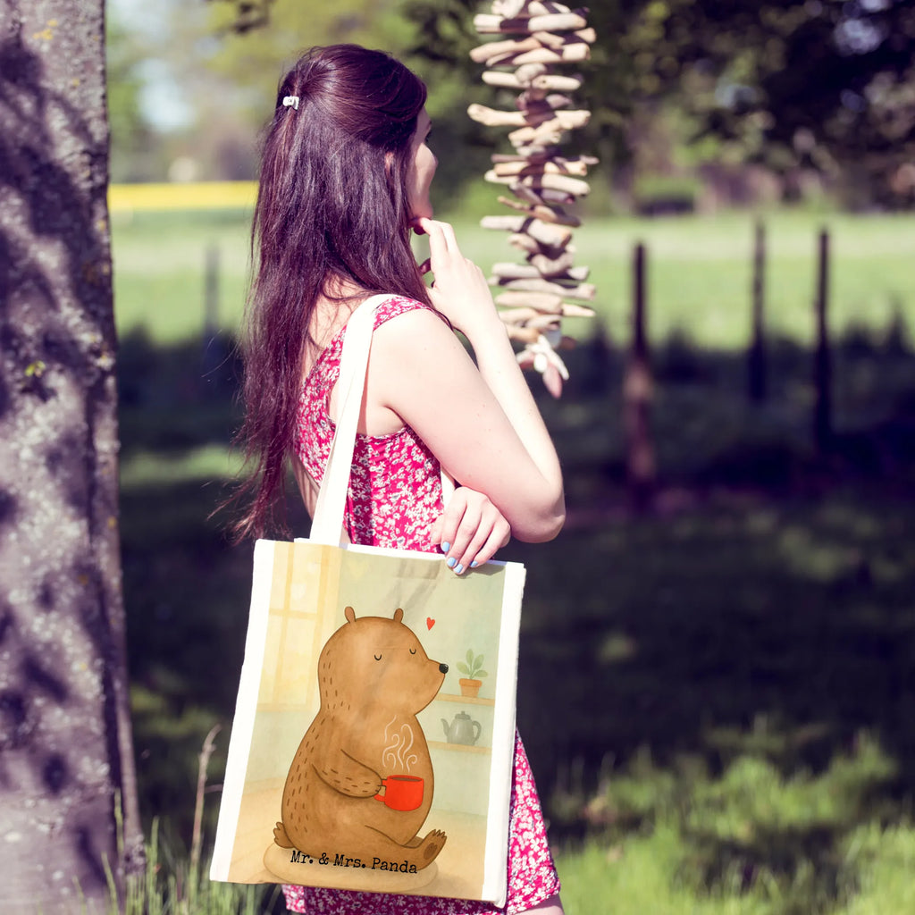 Tragetasche Bär Morgenkaffee Design Stoffbeutel, Schultertasche, Badetasche, Einkaufstasche, Strandtasche, Tasche, Jutetasche, Shopper, Umhängetasche, Jutebeutel, Stofftasche, Einkaufstüte, Beuteltasche, Tragetasche, Laptoptasche, Beutel, Liebe, Partner, Freund, Freundin, Ehemann, Ehefrau, Heiraten, Verlobung, Heiratsantrag, Liebesgeschenk, Jahrestag, Hocheitstag, Mitbringsel, Geschenk für Partner, Hochzeitstag, für Ehemann, Geschenk für Freundin, Liebesbeweis, für Männer, Valentinstag, Geschenk für Frauen