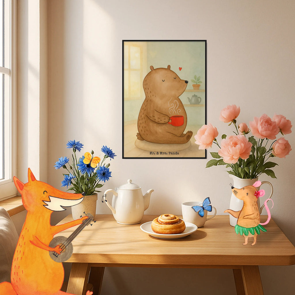 Poster Bär Morgenkaffee Design Designposter, Kinderposter, Raumdekoration, Bild, Kunstdruck, Wandposter, Küchenposter, Poster, Wanddeko Bild, Wanddeko, Posterdruck, Wanddekoration, Handgemaltes Poster, Mr. & Mrs. Panda Poster, Liebe, Partner, Freund, Freundin, Ehemann, Ehefrau, Heiraten, Verlobung, Heiratsantrag, Liebesgeschenk, Jahrestag, Hocheitstag, Hochzeitstag, Geschenk für Frauen, Liebesbeweis, Geschenk für Freundin, Valentinstag, Mitbringsel, für Ehemann, für Männer, Geschenk für Partner