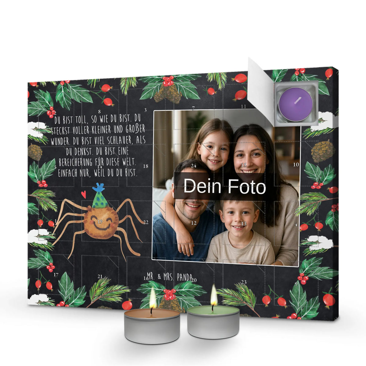  Pająk Agata Impreza Personalisierter Duftkerzen Foto Adventskalender, Videos, Spinne Agathe, Merchandise, Agathe, Spinne, Glück, Motivation, Wunder, Selbstliebe