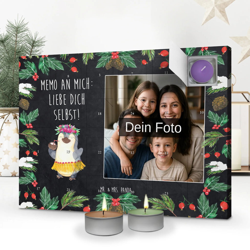 Personalisierter Duftkerzen Foto Adventskalender Pinguin Kokosnuss Personalisierter Duftkerzen Foto Adventskalender, Pinguin, Pinguine, Kokosnuss, Urlaub, Aloha, Hawaii