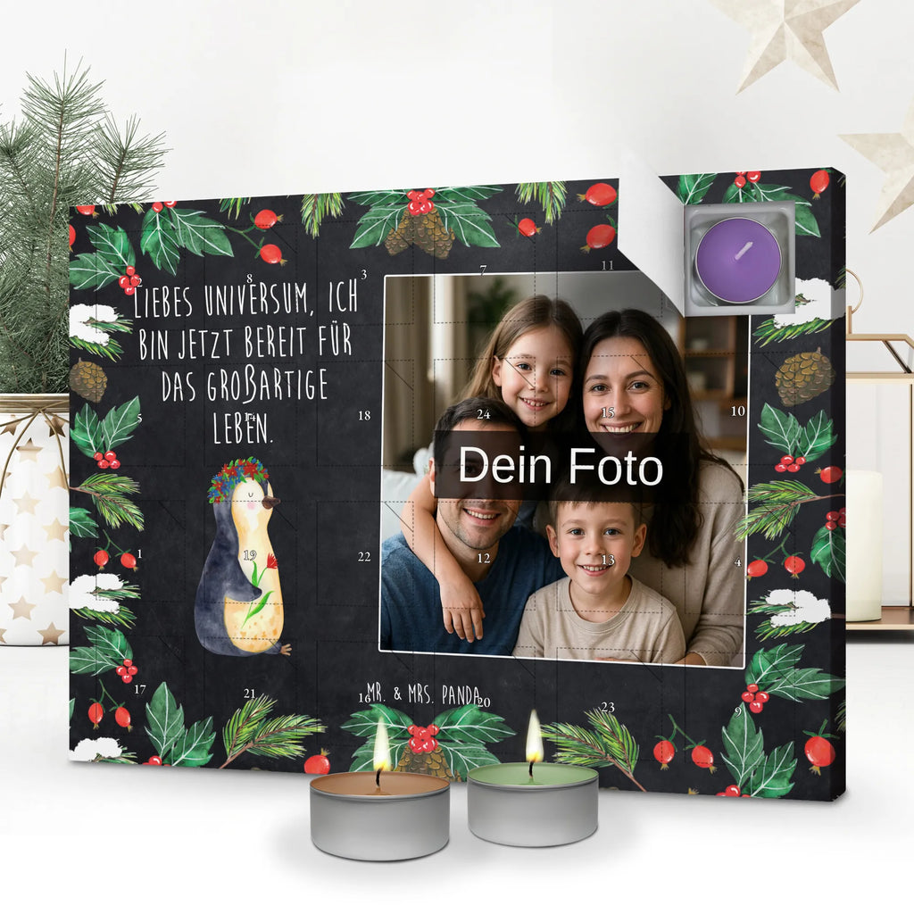 Personalisierter Duftkerzen Foto Adventskalender Pinguin Blumen Personalisierter Duftkerzen Foto Adventskalender, Pinguin, Lebenslust, Pinguine, Universum, Lebensziele, Motivation, Liebeskummer, Leben, Geschenkidee, Blumenkranz, Ziele, Wünsche