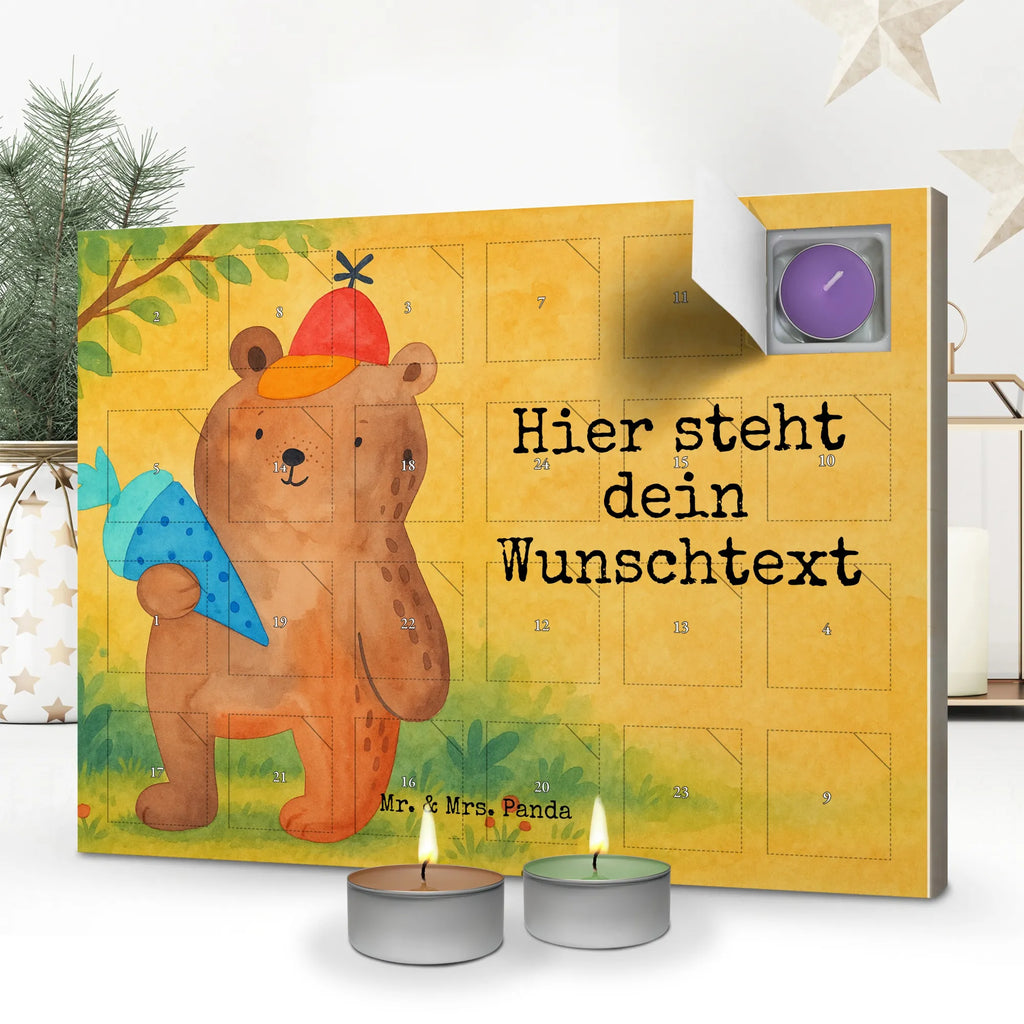 Personalisierter Duftkerzen Adventskalender Bär Schultüte Design Personalisierter Duftkerzen Adventskalender, Teddy, Bär, Teddybär, Schultüte, Grundschule, Einschulung Geschenk, Erster Schultag Geschenk, Schulanfang, Schulbeginn, Bär Motiv, Schule Geschenk