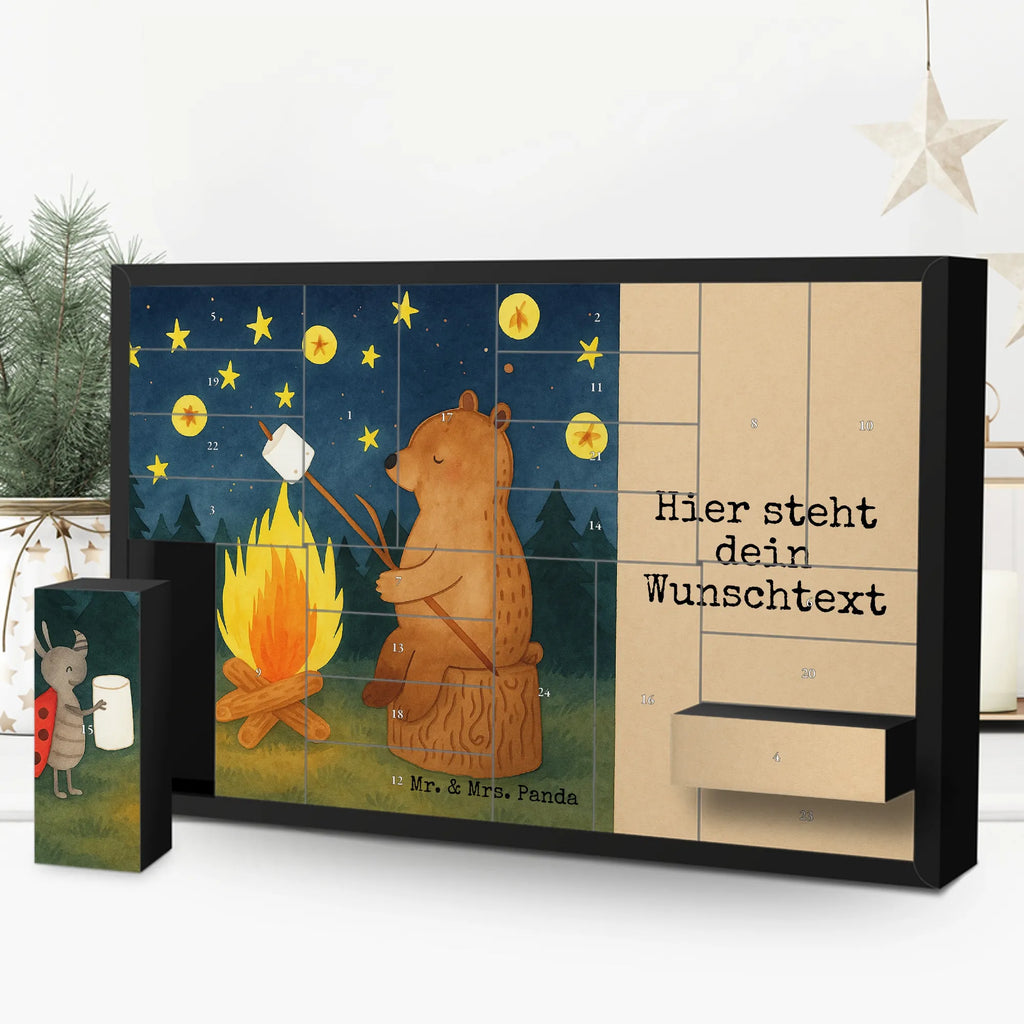 Personalisierter Befüllbarer Adventskalender Bär & Marienkäfer Lagerfeuer Design Befüllbarer Adventskalender, Adventskalender Zum Selbst Befüllen, Teddy, Bär, Teddybär, Lagerfeuer