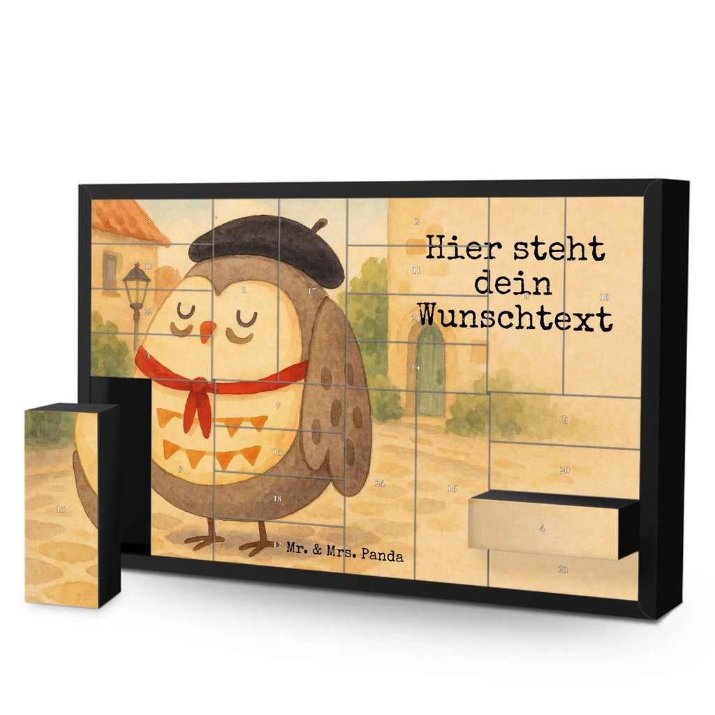Personalisierter Befüllbarer Adventskalender Eule Frankreich Design Adventskalender Zum Selbst Befüllen, Befüllbarer Adventskalender, Eule, Das Leben Ist schön, Spruch schön, Owl, La Vie Est Belle, Frankreich, Hibou, Spruch Französisch, Eulen, Eule Deko