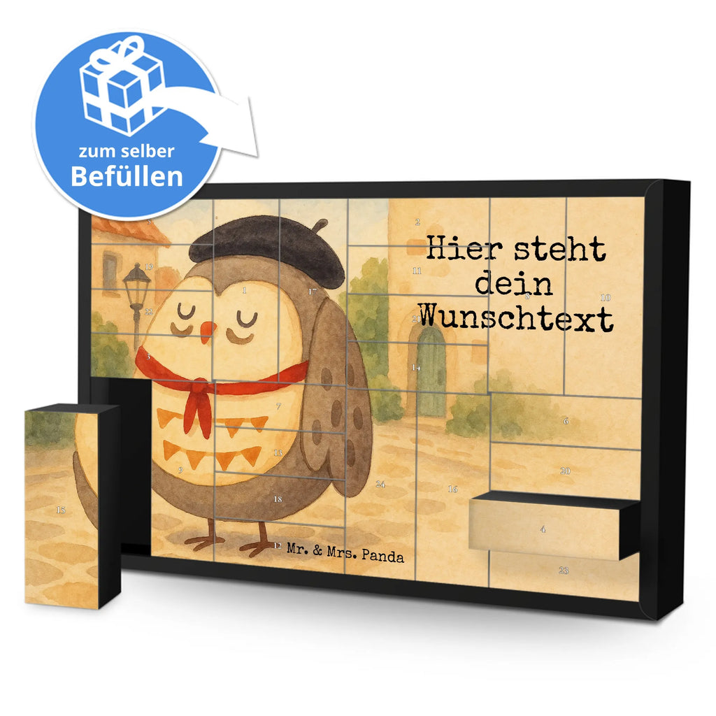 Personalisierter Befüllbarer Adventskalender Eule Frankreich Design Adventskalender Zum Selbst Befüllen, Befüllbarer Adventskalender, Eule, Das Leben Ist schön, Spruch schön, Owl, La Vie Est Belle, Frankreich, Hibou, Spruch Französisch, Eulen, Eule Deko
