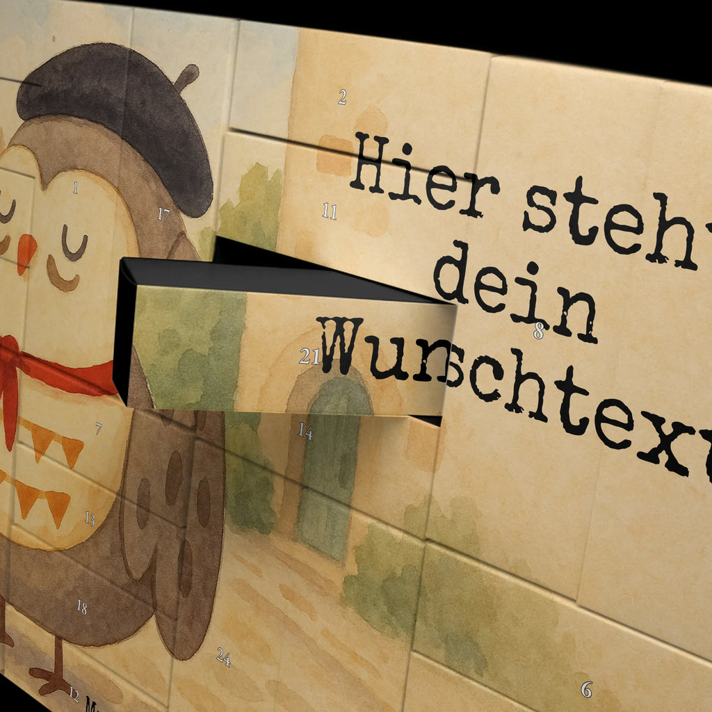 Personalisierter Befüllbarer Adventskalender Eule Frankreich Design Adventskalender Zum Selbst Befüllen, Befüllbarer Adventskalender, Eule, Das Leben Ist schön, Spruch schön, Owl, La Vie Est Belle, Frankreich, Hibou, Spruch Französisch, Eulen, Eule Deko
