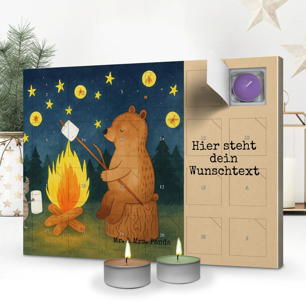 Personalisierter Duftkerzen Adventskalender Bär & Marienkäfer Lagerfeuer Design Personalisierter Duftkerzen Adventskalender, Teddy, Bär, Teddybär, Lagerfeuer