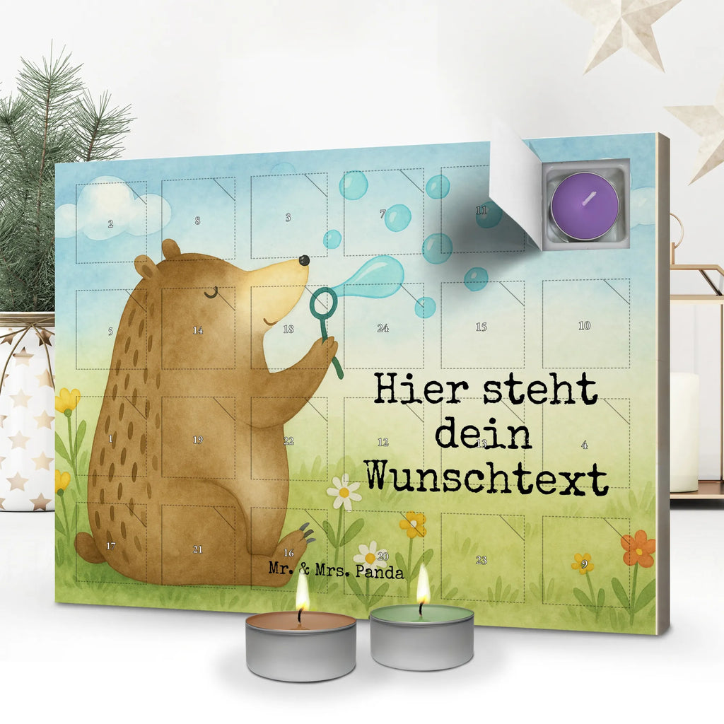 Personalisierter Duftkerzen Adventskalender Bär Seifenblasen Design Personalisierter Duftkerzen Adventskalender, Teddy, Bär, Teddybär, Seifenblasen Bär Lustig Sein Glücklich Traurig Happy