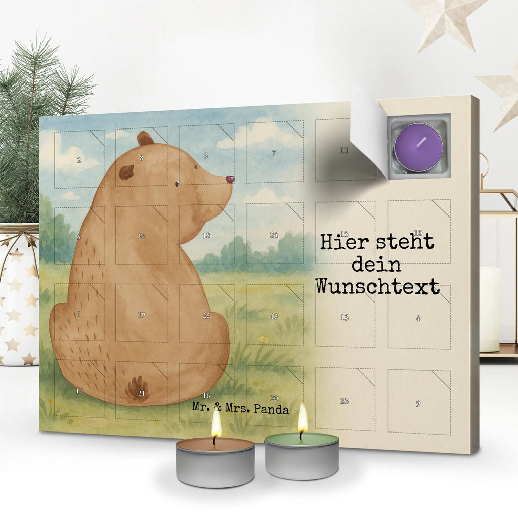 Personalisierter Duftkerzen Adventskalender Bär Schulterblick Design Personalisierter Duftkerzen Adventskalender, Teddy, Bär, Teddybär, Bären, Weltansicht, Motivation, Selbstachtung, Bärenliebe, Weisheit