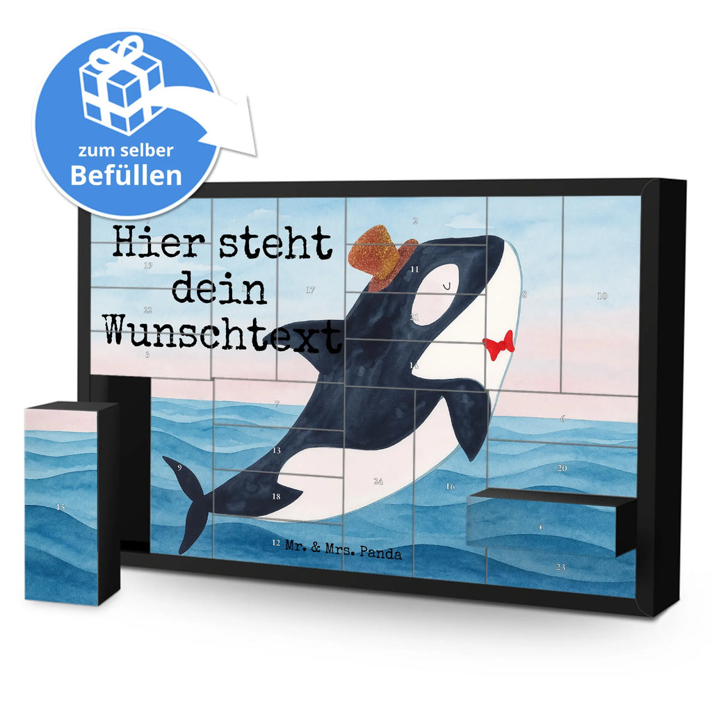 Personalisierter Befüllbarer Adventskalender Orca Zylinder Design Adventskalender Zum Selbst Befüllen, Befüllbarer Adventskalender, Meer, Urlaub, Meerestiere, Feier, Geburtstag, Glitzer, Fest, Narwal, Glitter, Glückwunsch, Konfetti, Orca, Fete