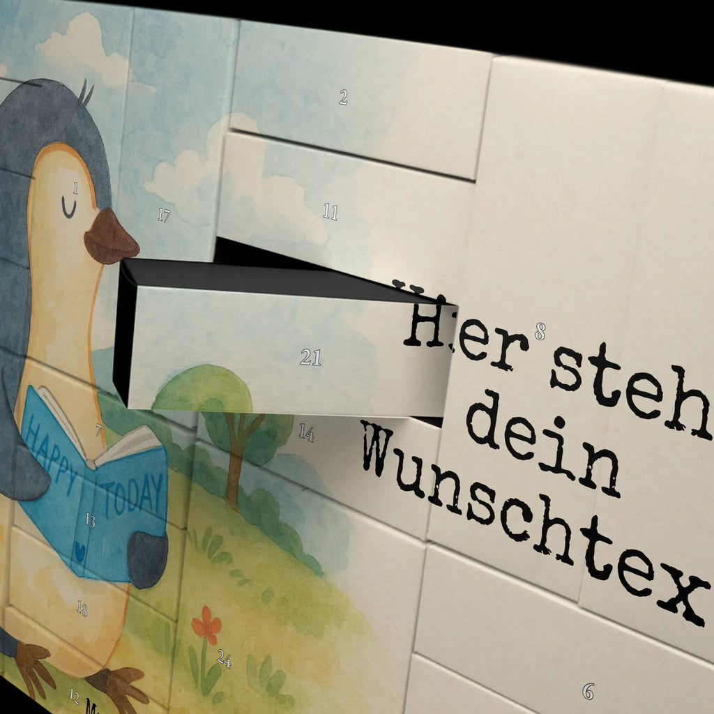 Personalisierter Befüllbarer Adventskalender Pinguin Buch Design Befüllbarer Adventskalender, Adventskalender Zum Selbst Befüllen, Pinguin, Buch, Nichtstun, Faulenzen, Lesen, Urlaub, Freizeit, Bücherwurm, Pinguine, Ferien