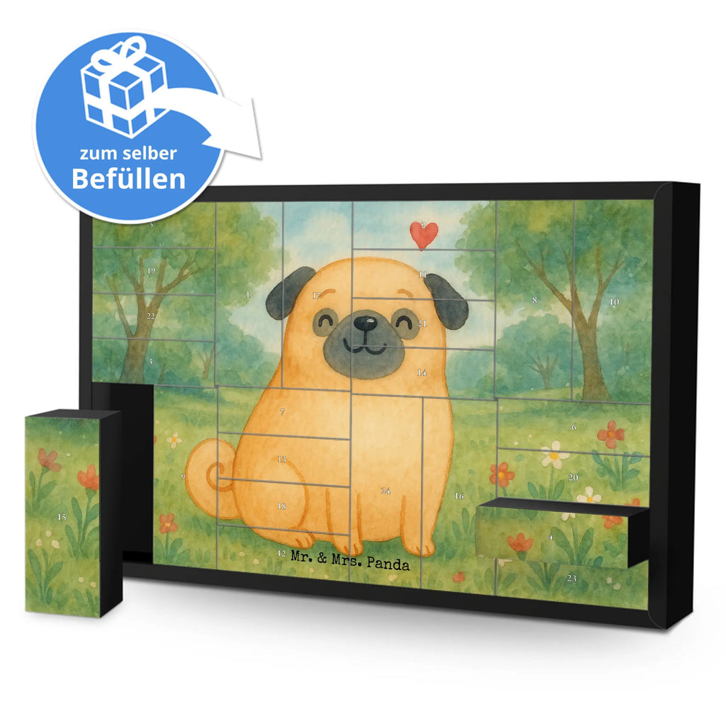 Fillable advent calendar Pug Design dog breed, mutt, hound, woof, dog mama, love dogs, love for dogs, dog decorative items, bag with dog print, funny gifts for dog owners, what do you give a dog lover, Christmas gifts for dogs, gifts for dogs, dog sayings, dog love, Pug