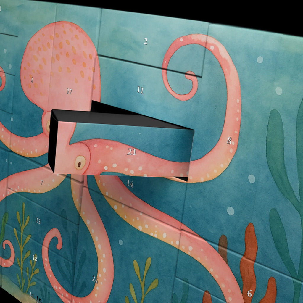 Fillable advent calendar Squid Design card, gift ideas, gifts, small animals, cute, cute animal motives, hand drawn, funny sayings, good mood, special gifts, animal lover, arms, ocean, sea animal, water, squid, octopus