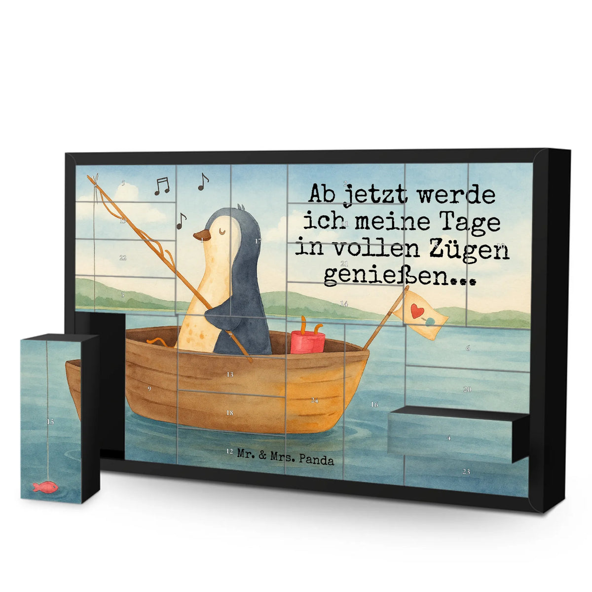 pingwin łódka wędkarska Design Geschenkekalender, Bastel Adventskalender, Adventskalender Box, selbstbefüllbarer adventskalender, Kalender Zum Befüllen, Schachtel Adventskalender, Adventskalender Schachtel, Leerer Adventskalender, Weihnachtskalender, Adventskalender, Diy Adventskalender, diy weihnachtskalender, Pinguin, Pinguine, Neuanfang, Genießen, Trennung, Scheidung, Geschenkidee Liebeskummer, Angeln, Neustart, Leben, Boot, Angelboot, Motivation, Lebenslust