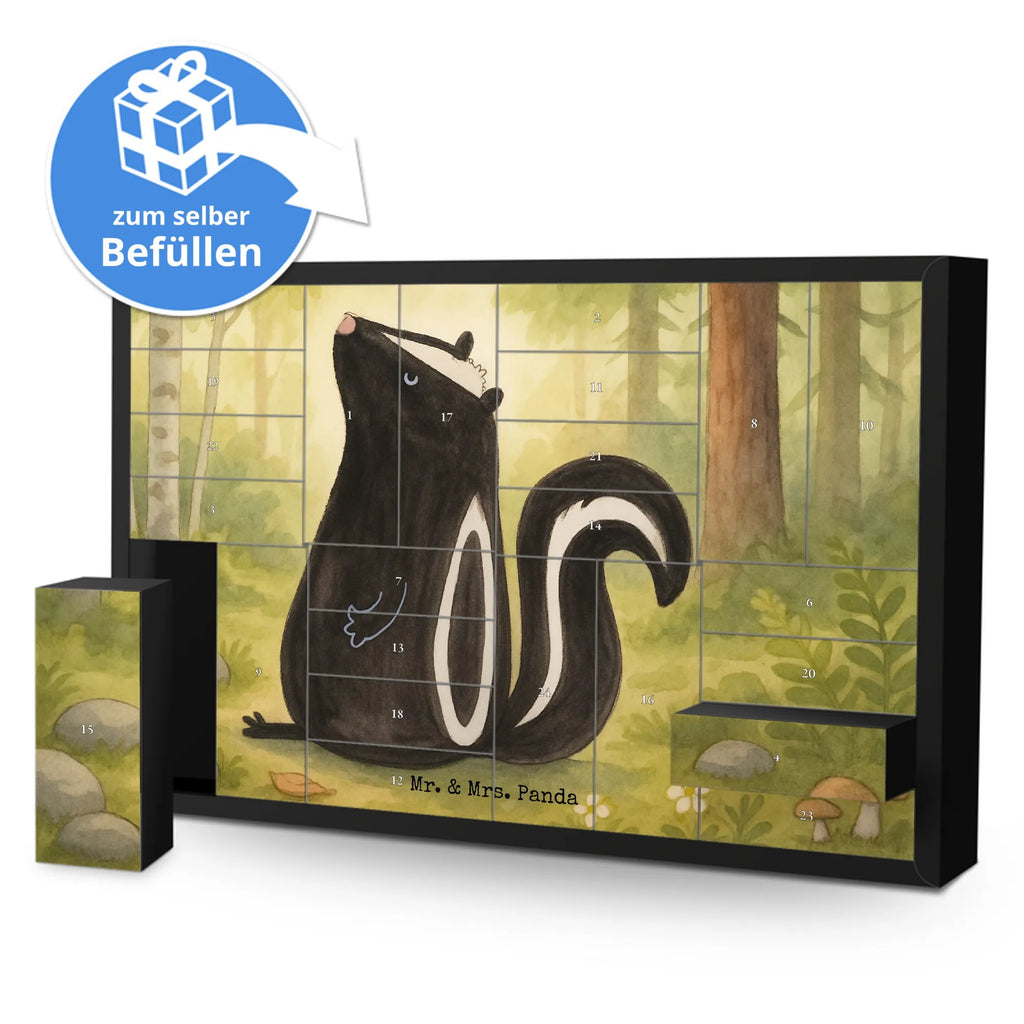 Fillable advent calendar skunk Sit Design stinky, wild animal, predator, law, know-it-all