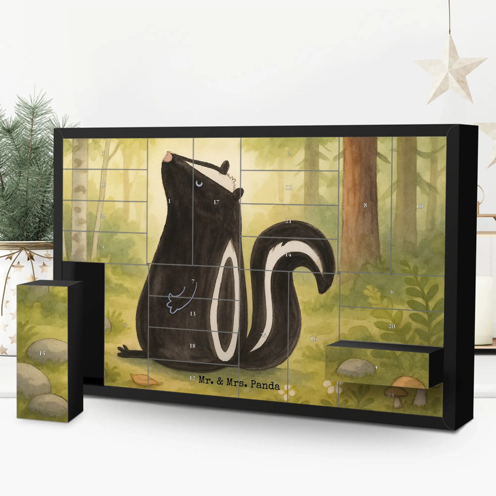 Fillable advent calendar skunk Sit Design stinky, wild animal, predator, law, know-it-all