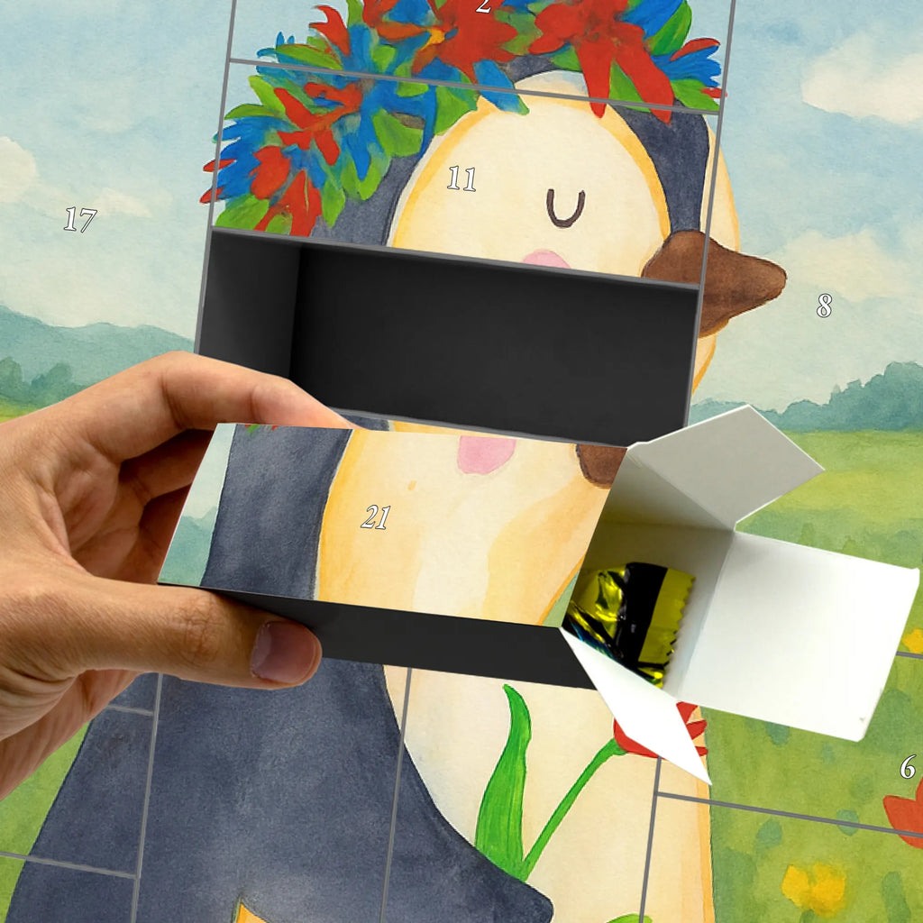 Fillable advent calendar Penguin Flower Design North Pole, Penguins, love of life, penguins, universe, wishes, wreath of flowers, goals in life, lovesickness, goals, gift idea