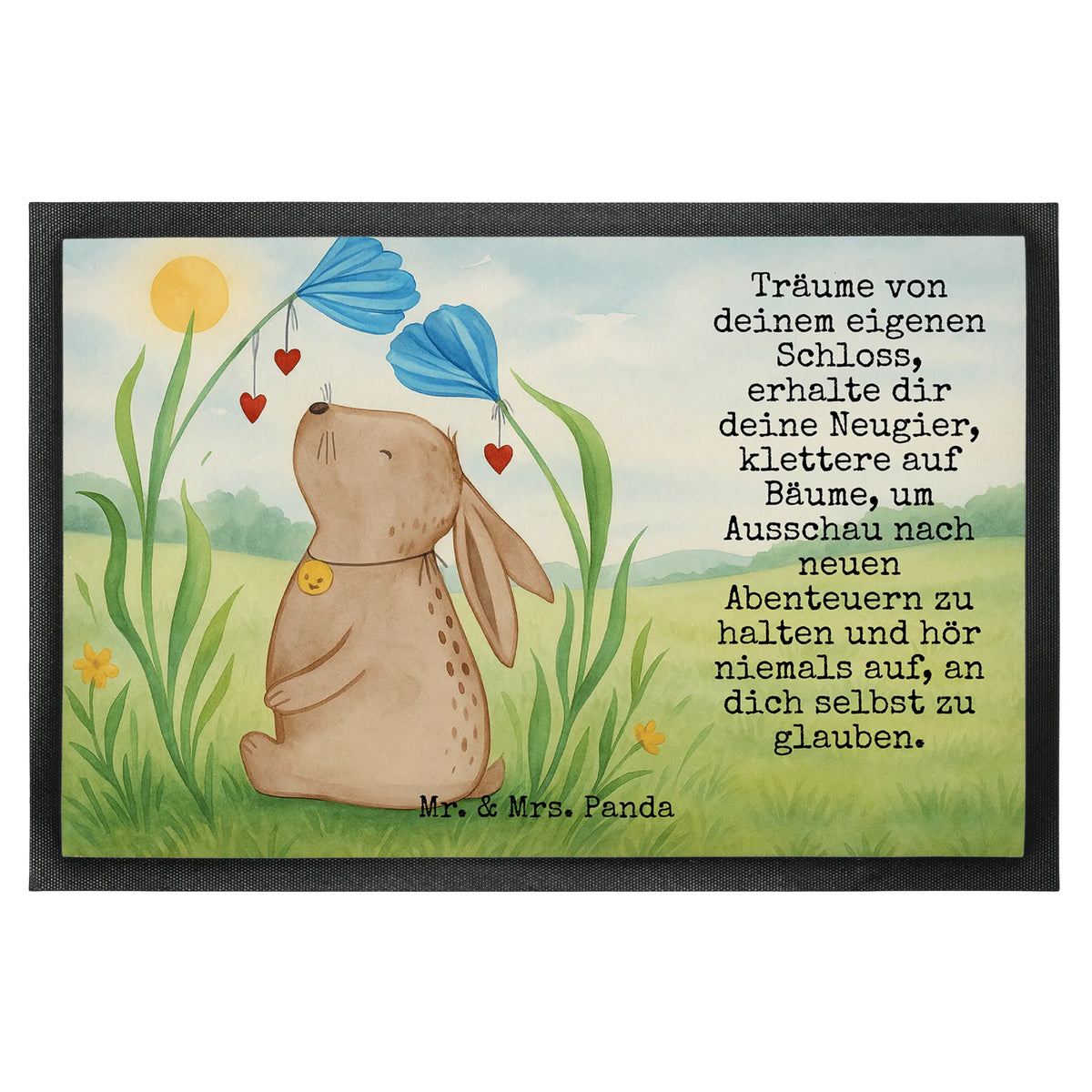 Doormat Hare flower Design Easter bunny, birth, baptism, child's birthday, child, hope, christening gift, pregnancy, rabbit, birthday, first child, Bunny
