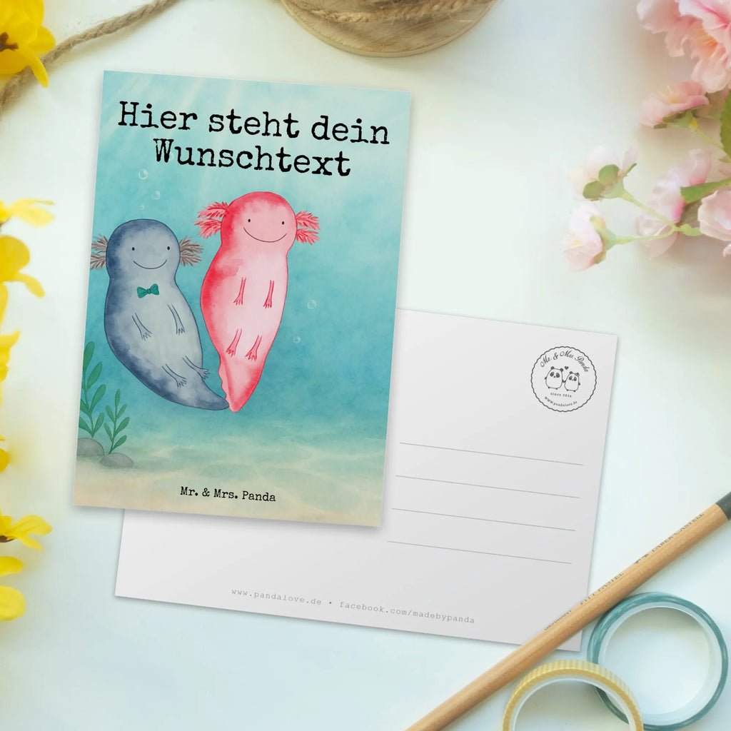 Personalisierte Postkarte Axolotl Liebe Design Einladung mit Wunschtext, Postkarte bedrucken, Einladung mit Namen, Geschenkkarte mit Namen, Grußkarte mit Namen, Karte mit Wunschtext, Grußkarte mit Wunschtext, Geschenkkarte mit Wunschtext, Postkarte mit Namen, Ansichtskarte mit Namen, Postkarte mit Wunschtext, Postkarte personalisierbar, Karte mit Namen, Ansichtskarte mit Wunschtext, Liebe, Partner, Freund, Freundin, Ehemann, Ehefrau, Heiraten, Verlobung, Heiratsantrag, Liebesgeschenk, Jahrestag, Hocheitstag, für Männer, Geschenk für Frauen, Hochzeitstag, Geschenk für Partner, Valentinstag, Geschenk für Freundin, Liebesbeweis, Mitbringsel, für Ehemann