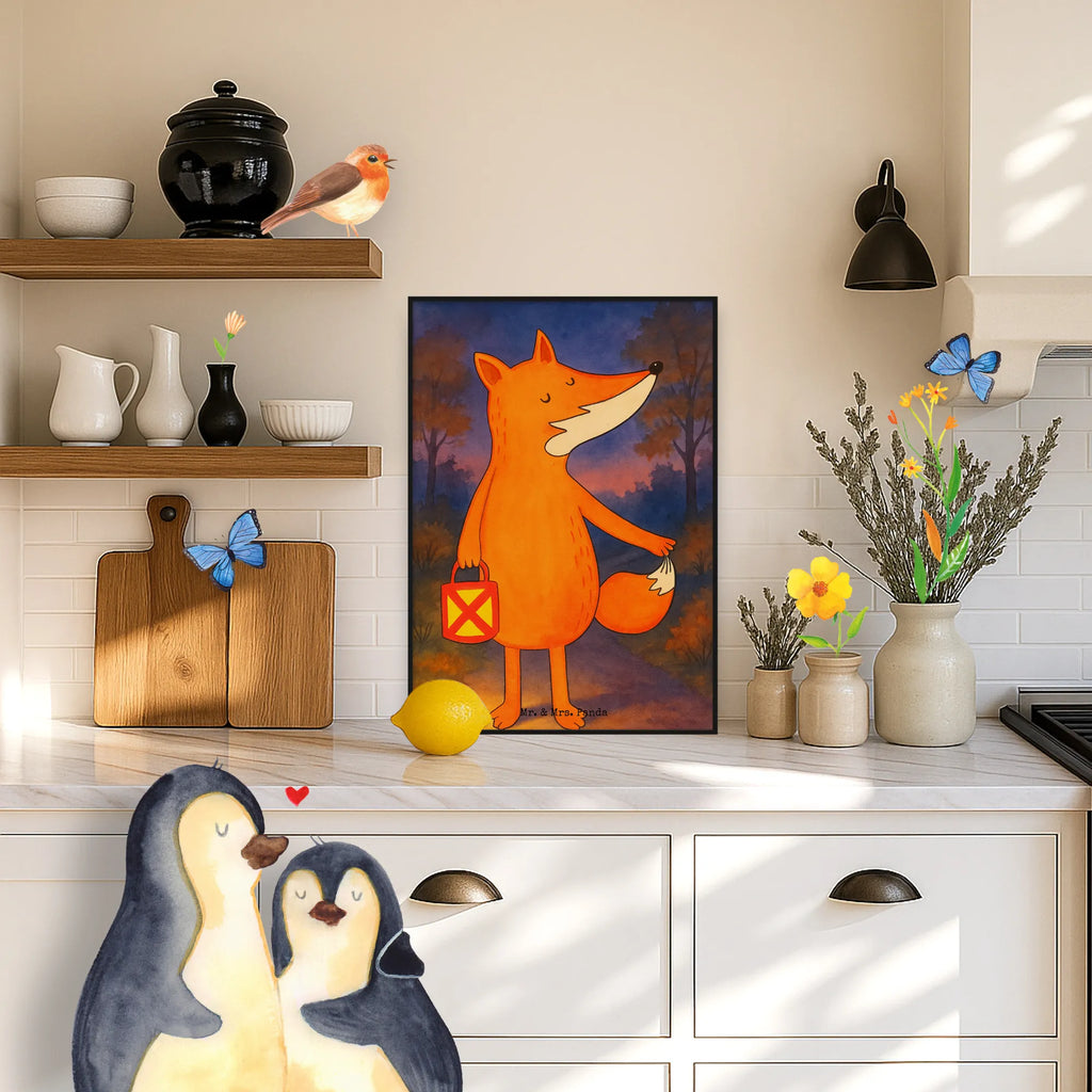Poster Fuchs Laterne Design Kinderposter, Küchenposter, Wanddekoration, Posterdruck, Raumdekoration, Wanddeko Bild, Kunstdruck, Wandposter, Mr. & Mrs. Panda Poster, Handgemaltes Poster, Wanddeko, Designposter, Bild, Poster, Fuchs, Liebeskummer Spruch, Spruch trösten, Cäsar Otto Hugo Flaischlen, Sankt Martin, Laterne, Aufmuntern, Laternenumzug, Füchse