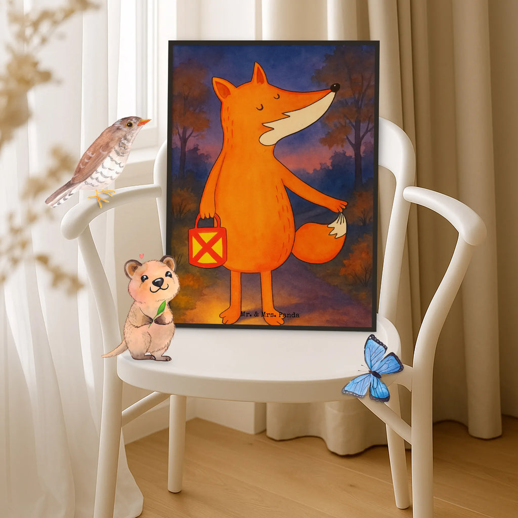 Poster Fuchs Laterne Design Kinderposter, Küchenposter, Wanddekoration, Posterdruck, Raumdekoration, Wanddeko Bild, Kunstdruck, Wandposter, Mr. & Mrs. Panda Poster, Handgemaltes Poster, Wanddeko, Designposter, Bild, Poster, Fuchs, Liebeskummer Spruch, Spruch trösten, Cäsar Otto Hugo Flaischlen, Sankt Martin, Laterne, Aufmuntern, Laternenumzug, Füchse
