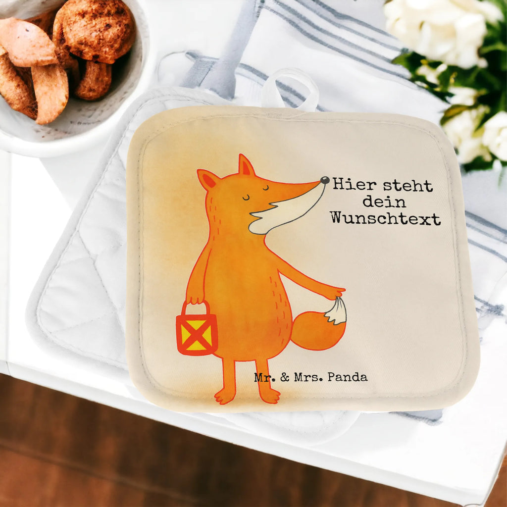 Personalisierte Topflappen Fuchs Laterne Design Personalisierte Topfuntersetzer, Namensaufdruck, Topflappen Set personalisiert, Topflappen personalisiert, Personalisierter Ofenhandschuh, Topflappen mit Namen, Fuchs, Liebeskummer Spruch, Laternenumzug, Aufmuntern, Laterne, Cäsar Otto Hugo Flaischlen, Füchse, Spruch trösten, Sankt Martin