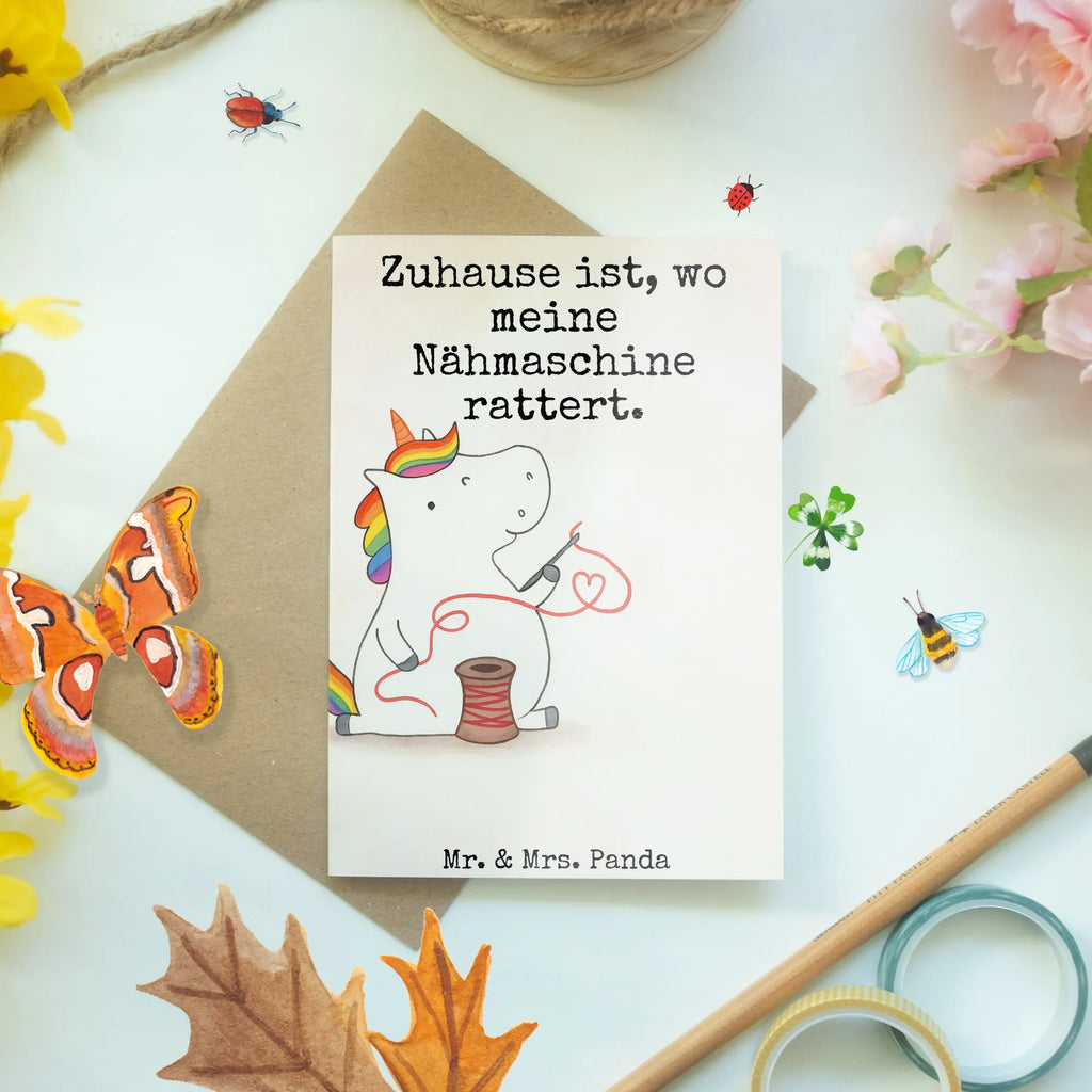 Grußkarte Einhorn Näherin Design Karte, Ansichtskarten, Einladungskarte, Geburtstagskarte, Grußkarte, Glückwunschkarte, Klappkarte, Hochzeitskarte, Einhorn, Einhörner, Einhorn Deko, Unicorn, Häkeln, basteln, Freundin, Näherin, nähen, Stricken, Nähzimmer, Mädchen