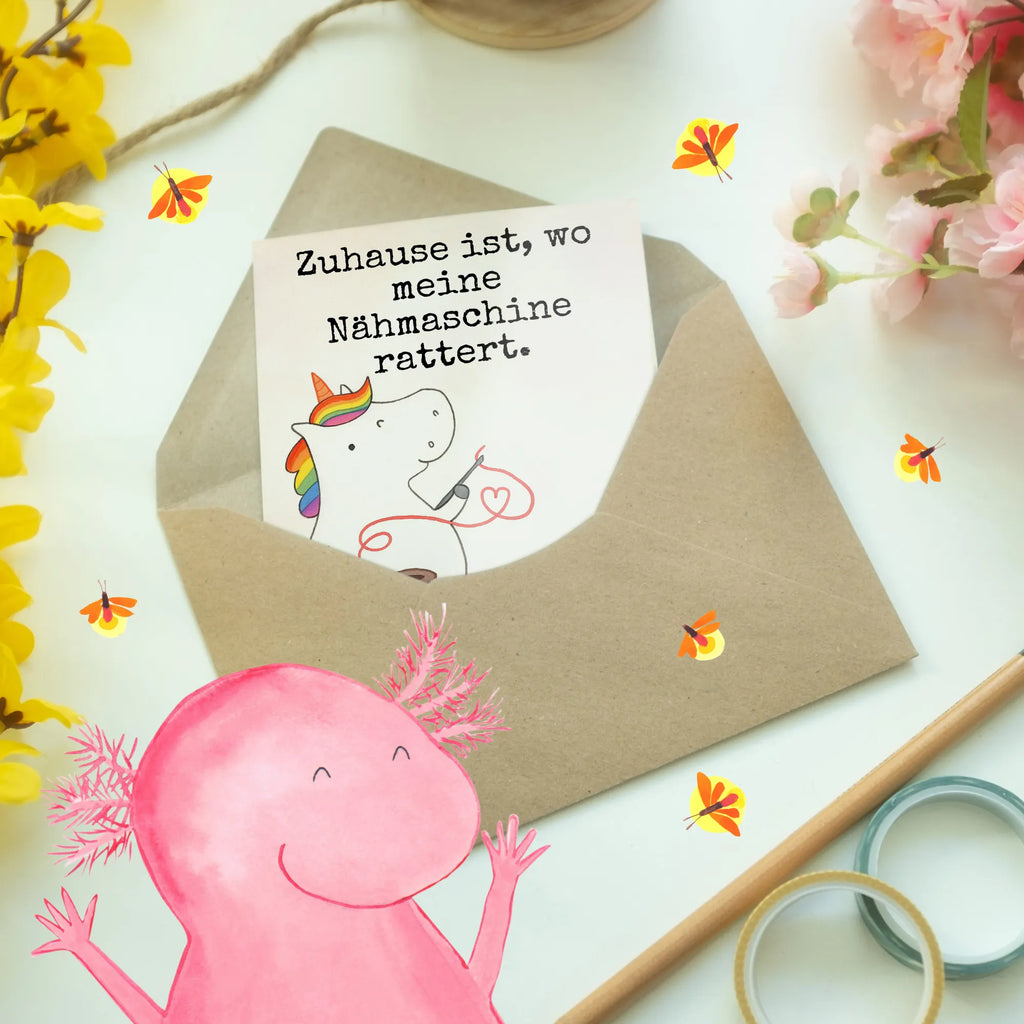 Grußkarte Einhorn Näherin Design Karte, Ansichtskarten, Einladungskarte, Geburtstagskarte, Grußkarte, Glückwunschkarte, Klappkarte, Hochzeitskarte, Einhorn, Einhörner, Einhorn Deko, Unicorn, Häkeln, basteln, Freundin, Näherin, nähen, Stricken, Nähzimmer, Mädchen