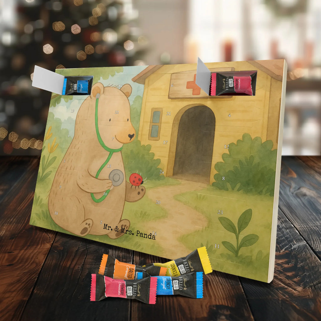 Chocolate advent calendar bear Physician Design teddy bear, cuddly toy, Doctor