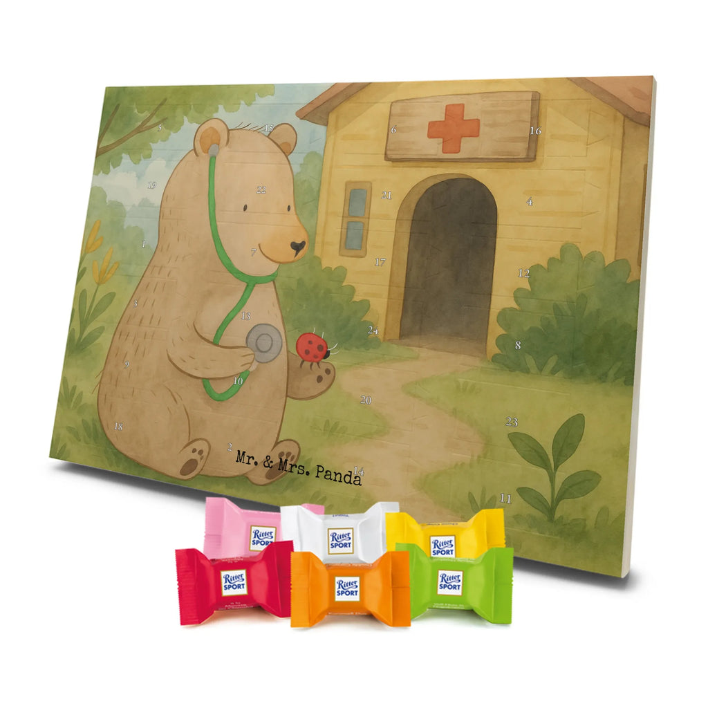 Chocolate advent calendar bear Physician Design teddy bear, cuddly toy, Doctor