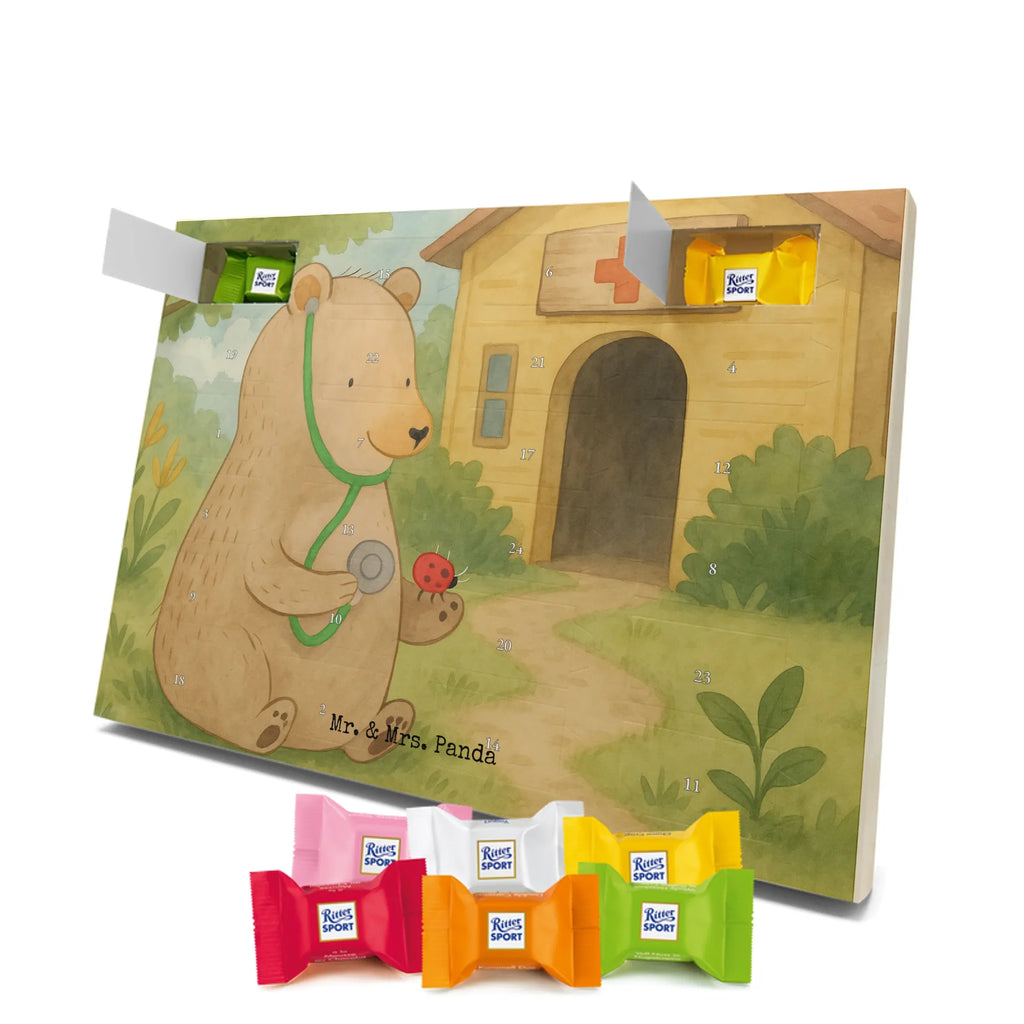 Chocolate advent calendar bear Physician Design teddy bear, cuddly toy, Doctor