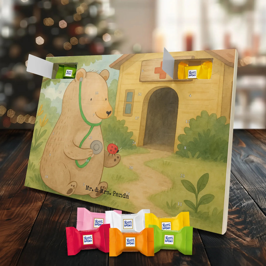 Chocolate advent calendar bear Physician Design teddy bear, cuddly toy, Doctor