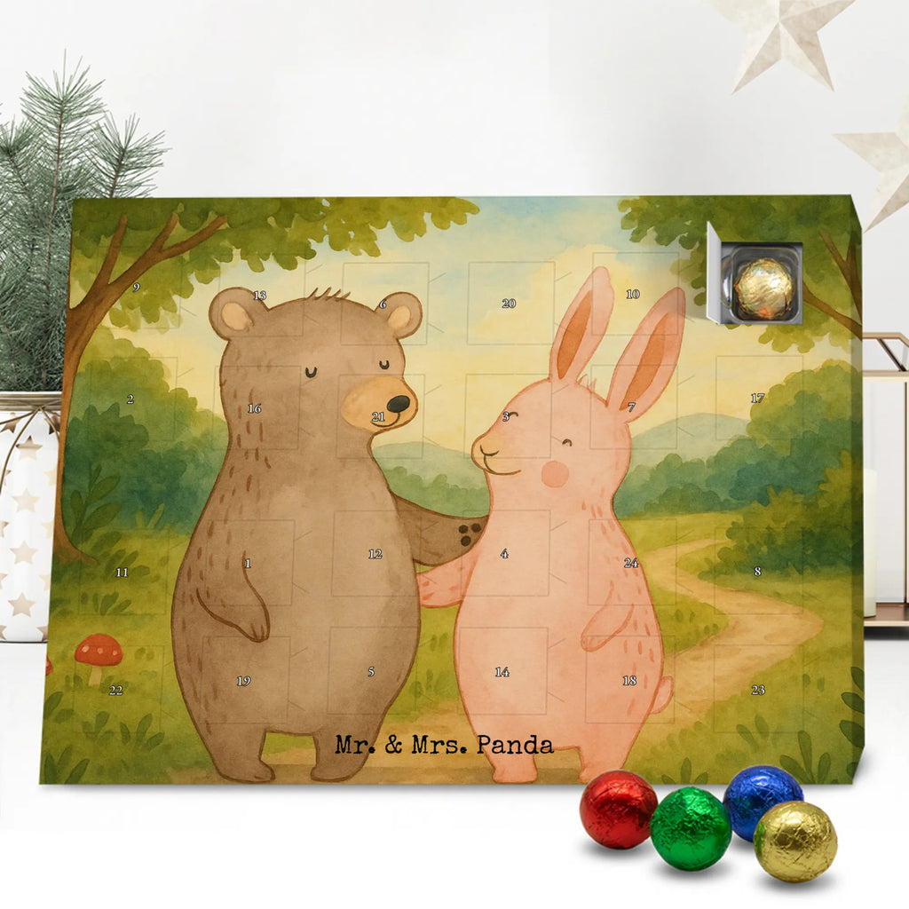 Chocolate advent calendar bear and rabbit Embrace Design Loving, Two, Together, Marriage, Proposal of marriage, Love gift, gift for her, gift for him, anniversary gift, friends, best friend, rabbit