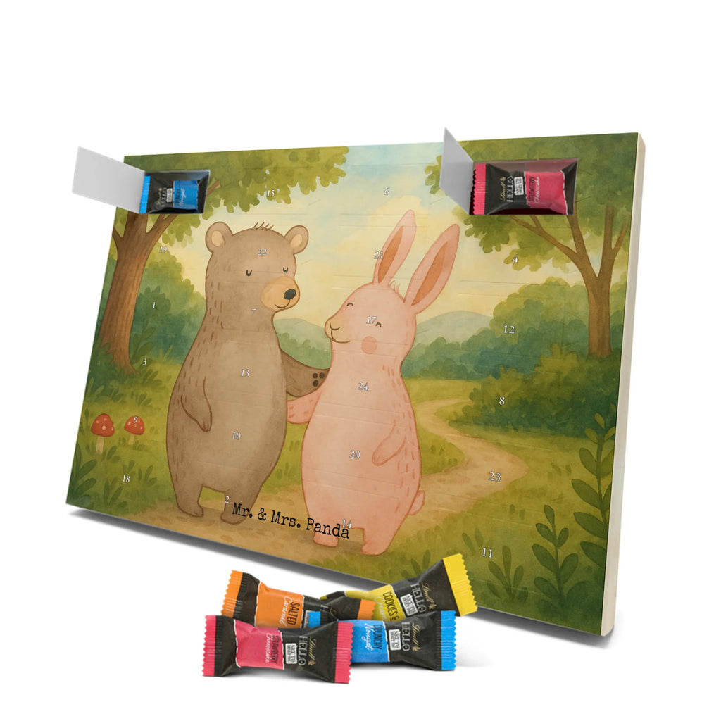 Chocolate advent calendar bear and rabbit Embrace Design Loving, Two, Together, Marriage, Proposal of marriage, Love gift, gift for her, gift for him, anniversary gift, friends, best friend, rabbit