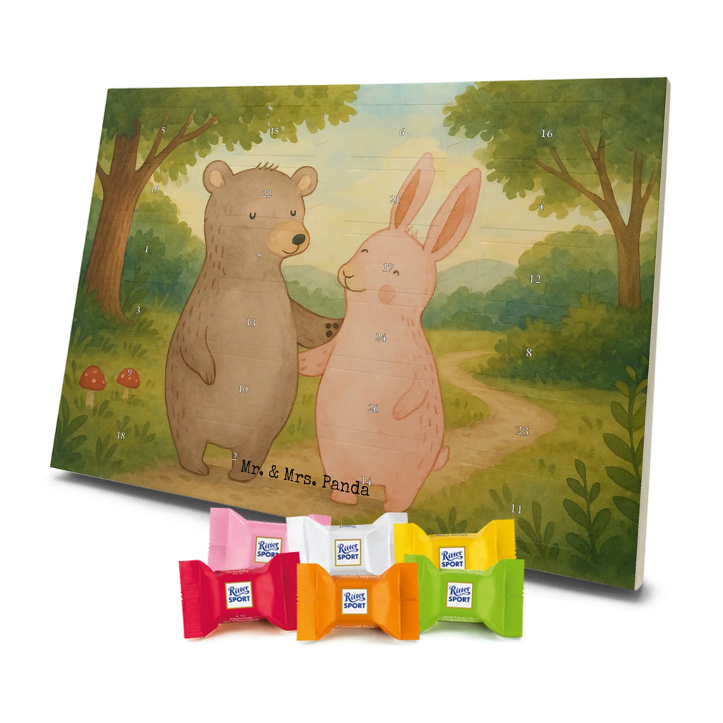 Chocolate advent calendar bear and rabbit Embrace Design Loving, Two, Together, Marriage, Proposal of marriage, Love gift, gift for her, gift for him, anniversary gift, friends, best friend, rabbit