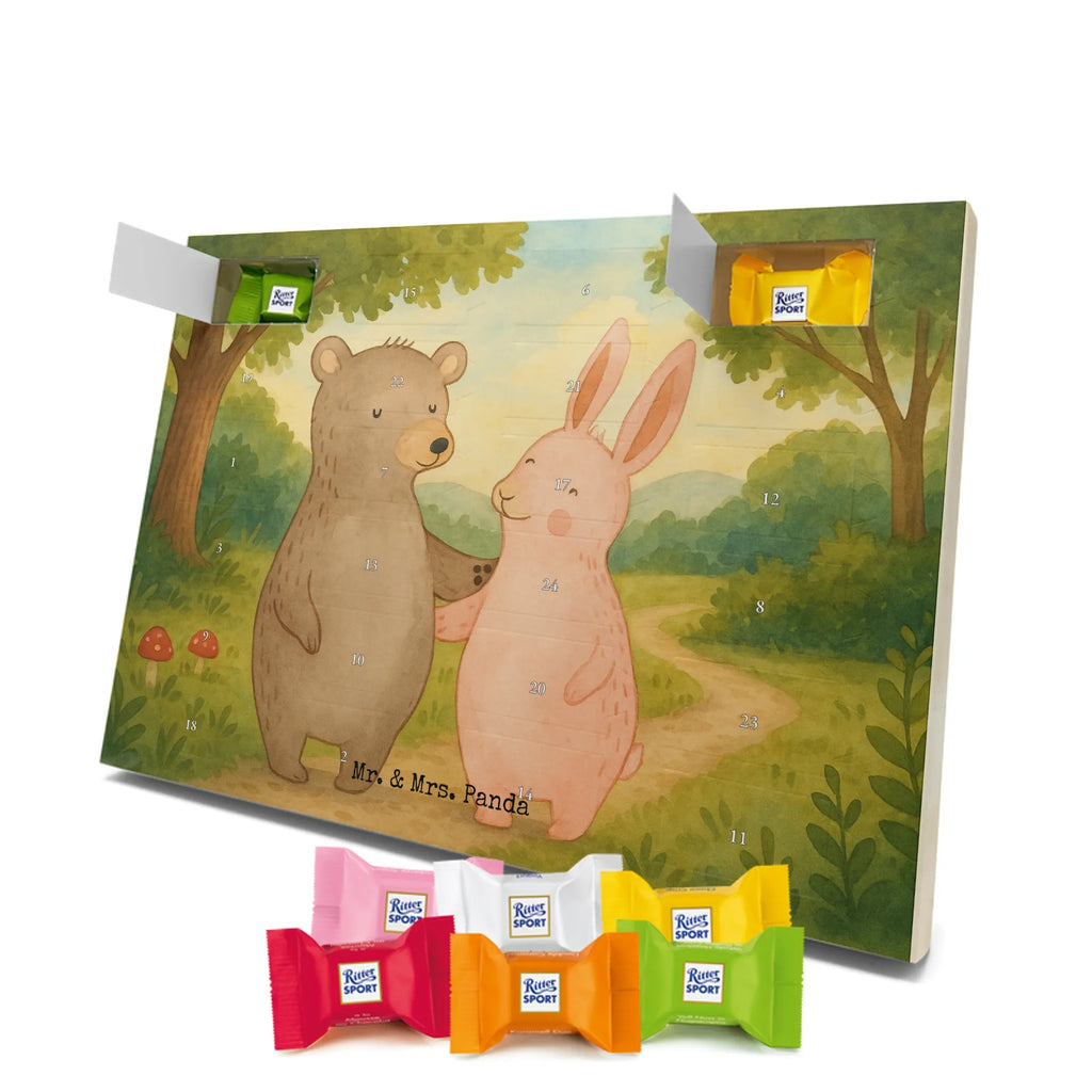 Chocolate advent calendar bear and rabbit Embrace Design Loving, Two, Together, Marriage, Proposal of marriage, Love gift, gift for her, gift for him, anniversary gift, friends, best friend, rabbit