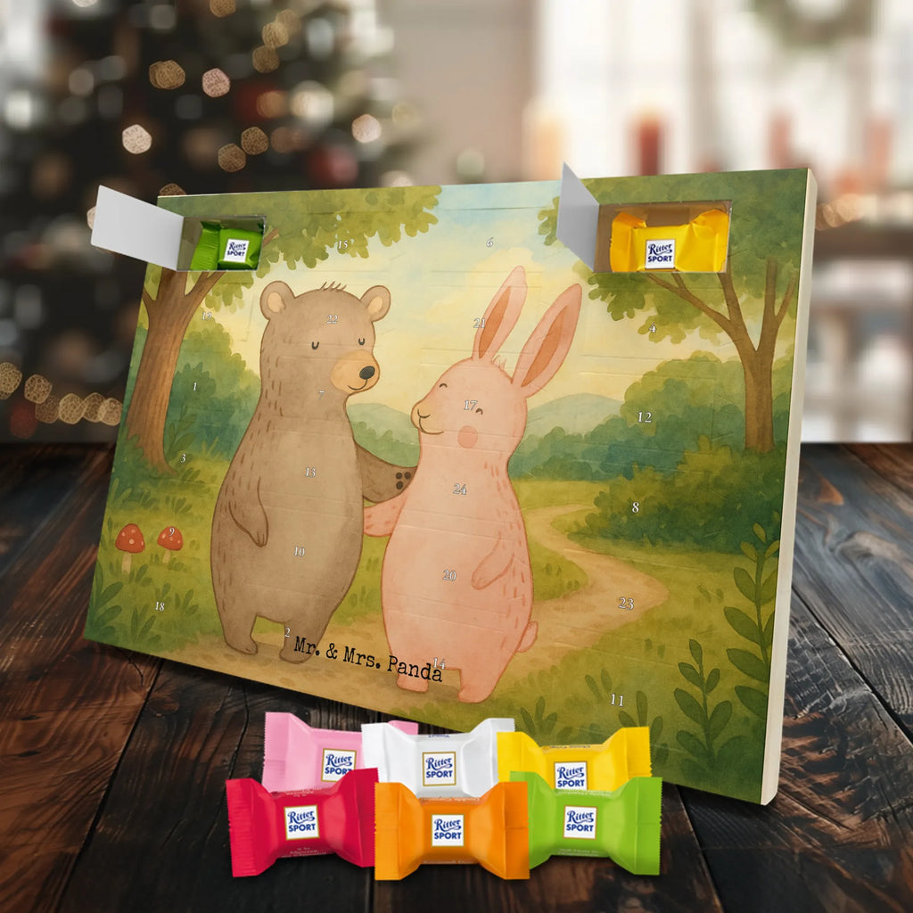 Chocolate advent calendar bear and rabbit Embrace Design Loving, Two, Together, Marriage, Proposal of marriage, Love gift, gift for her, gift for him, anniversary gift, friends, best friend, rabbit