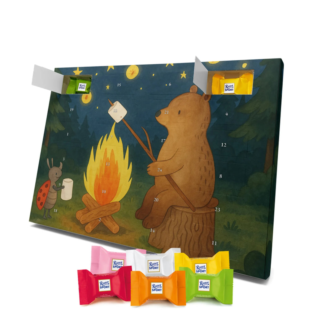 Chocolate advent calendar Bear & Ladybird campfire Design teddy bear, cuddly toy, Campfire