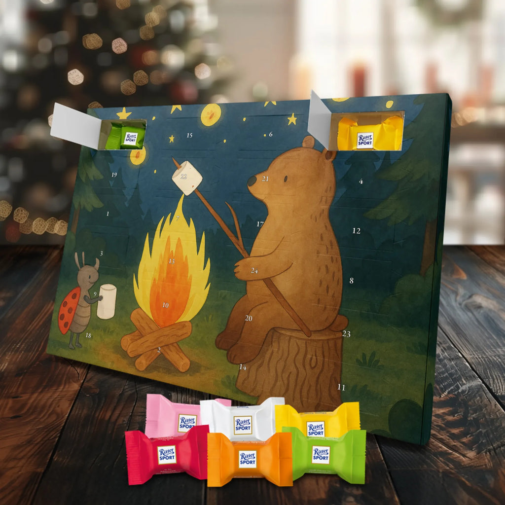 Chocolate advent calendar Bear & Ladybird campfire Design teddy bear, cuddly toy, Campfire