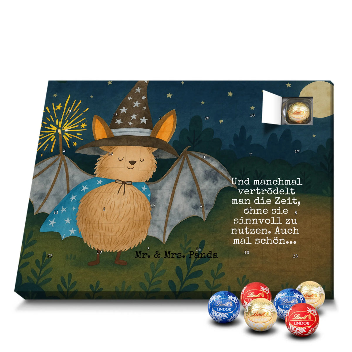 Chocolate advent calendar bat wizard Design card, gift ideas, gifts, small animals, cute, cute animal motives, hand drawn, funny sayings, good mood, special gifts, animal lover, sorcerers, Bats, magicians, get in, women