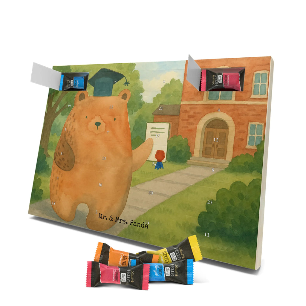 Chocolate advent calendar bear Test Design teddy bear, cuddly toy, diploma, degree, certificate, examinations, examination passed
