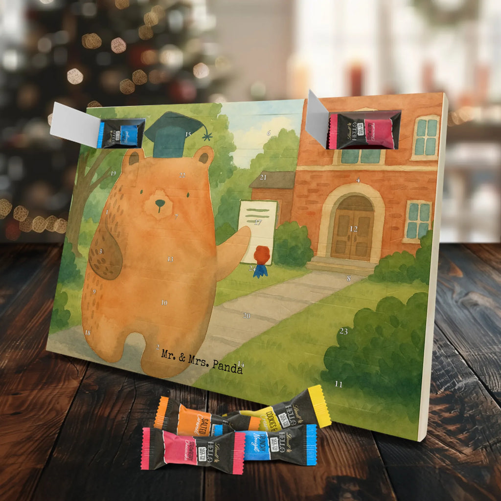 Chocolate advent calendar bear Test Design teddy bear, cuddly toy, diploma, degree, certificate, examinations, examination passed