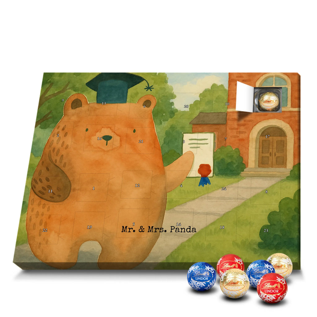 Chocolate advent calendar bear Test Design teddy bear, cuddly toy, diploma, degree, certificate, examinations, examination passed